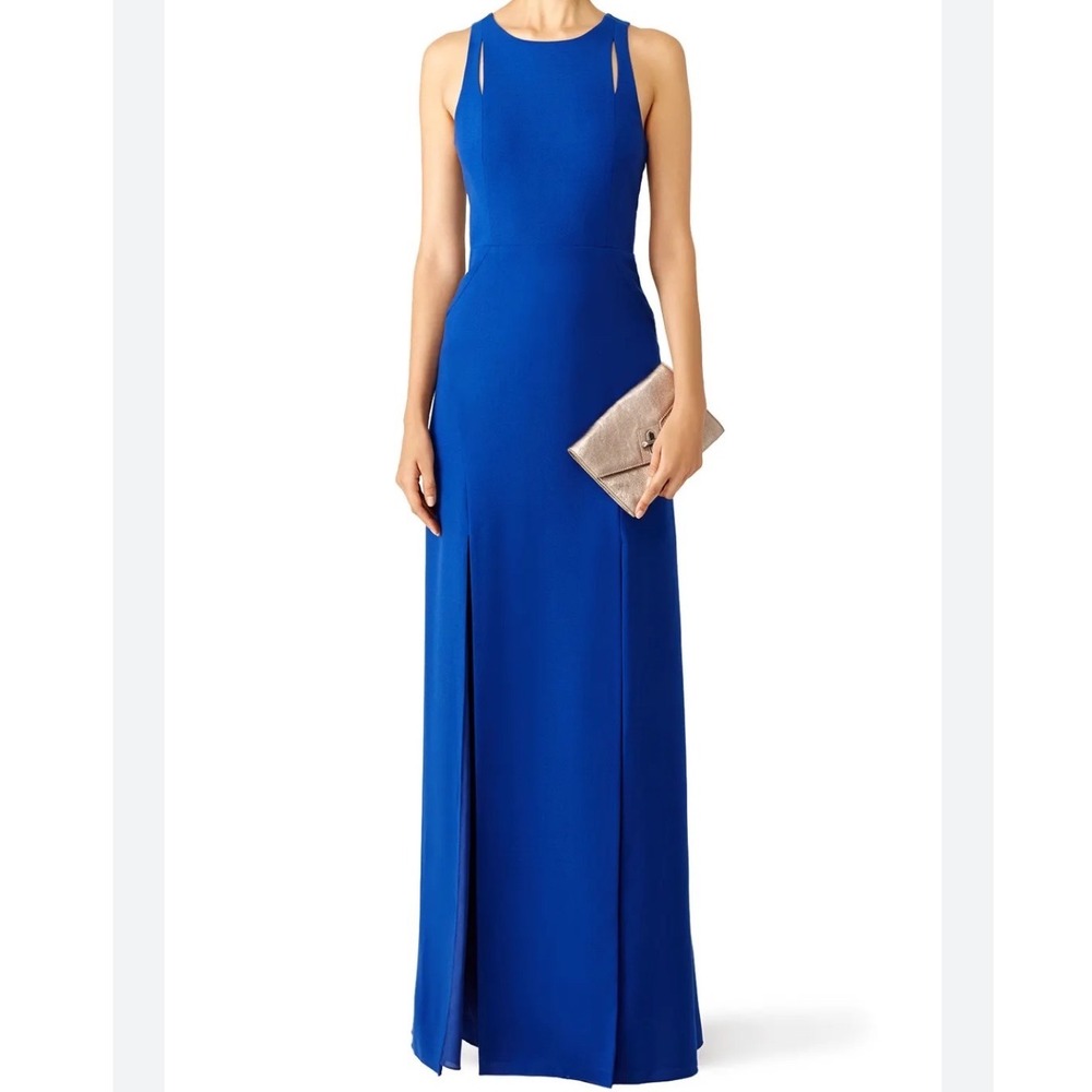 Halston Heritage Royal Blue Cutout Double Slit Formal Dress Prom Sz 2